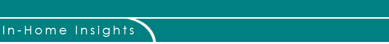 In-Home Insights website header, teal with white letters